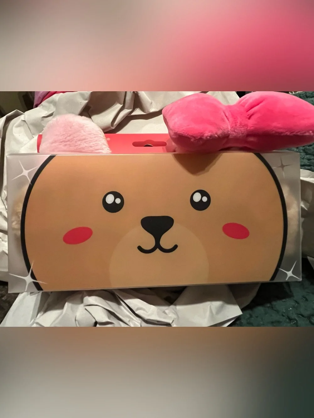 The Crème Shop 3D Teddy Plushie Spa Headband- Pink Accents